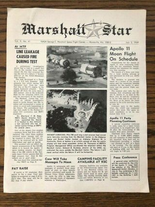 Nasa Marshall Star,  July 2,  1969,  Newspaper - Apollo 11 Moon Flight On Schedule