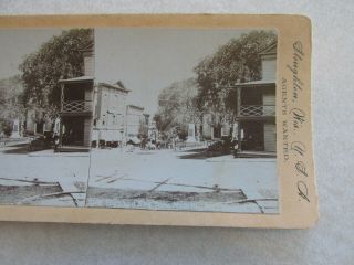 Sv89 Stereoview Photo Card Highland Ave From Main Street St Scene Wisconsin Wi