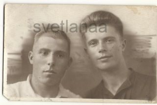 1930s Two Friends Couple Handsome Young Men Guys Boys Soviet Youth Vintage Photo