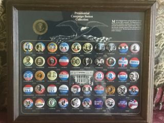 Vintage Presidential Campaign Buttons Pins Framed 1896 - 1988 Fdr,  Jfk,  Reagan,  41