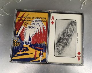 Vintage 1934 A Century Of Progress Chicago 53 Views Playing Cards World’s Fair