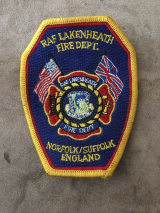 Us Air Force Raf Lakenheath Fire Department England Patch Norfolk Suffolk