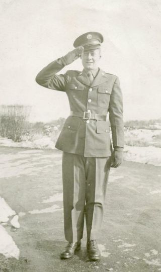 G880 Vtg Photo Wwii Era Military Uniform Salute,  Fort Adams Newport Ri C 1942