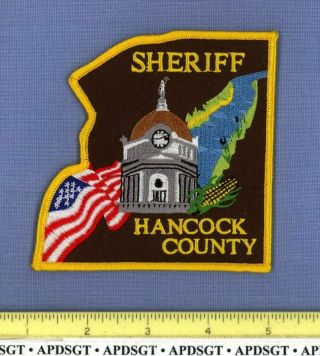 Hancock County Sheriff Illinois Police Patch Courthouse Clock Corn River
