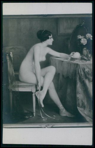Art Emile Tabary Backstage Star Nude Woman 1910 Salon De Paris Postcard