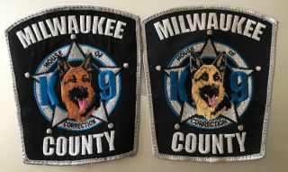 Set Of 2 Milwaukee County House Of Correction Rare K9 Patches