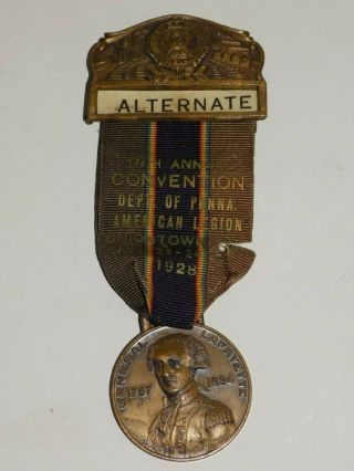 1928 American Legion 10th Annual Convention Dept.  Of Penna Pin Medal Badge