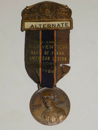 1928 American Legion 10th Annual Convention Dept.  of Penna Pin Medal Badge 8