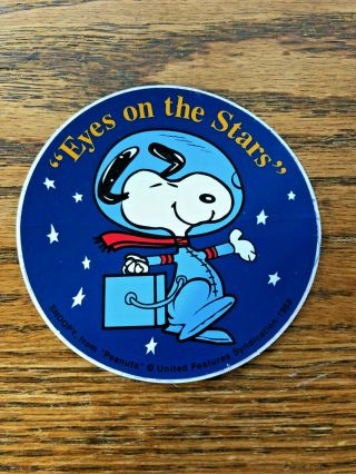 Vintage 1968 Nasa Apollo Snoopy Eyes On The Stars Sticker Decal 3 " - - Rare
