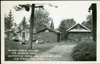 Vintage Postcard Old Forge,  Ny | An Old World Village The Hemmer Motel Rppc