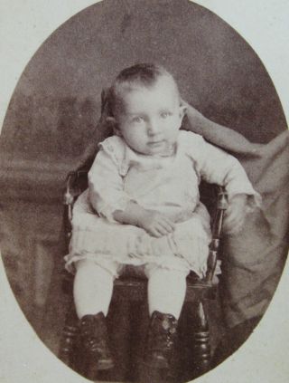 Antique Cdv Photo Portrait Of Cute Little Boy Wearing A Dress Modesto California