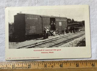 Vintage Postcard Grand Central Train Depot Station Omena Michigan