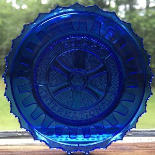 Rotary International Osterville Club Pairpoint Glass Cup Plate Cape Cod Cobalt