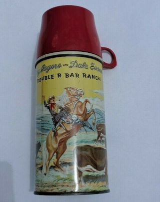 Vintage Roy Rogers Dale Evans Double R Bar Ranch Thermos Holtemp Polly Red Top