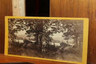 Antique Stereoview Photo Beauties Of The Ramapo Erie Railway Torn Mountain
