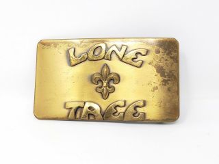 Vintage Lone Tree Council Jamboree Boy Scout Brass Belt Buckle Bsa Fleur De Lis