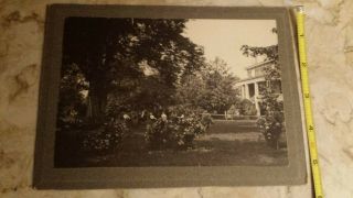 Vtg C.  1900 Photo Large Hampton Roads,  Va House Yard Garden Flowers People Matted