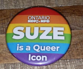 Gay Pride Rainbow Authentic Democratic Party Of Canada Button/pin Ndp Suze
