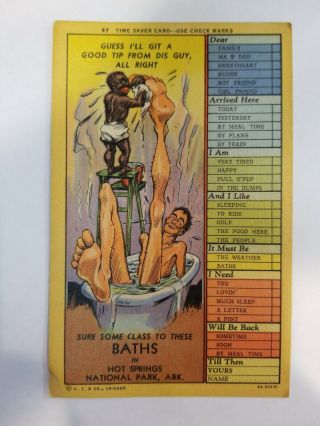 Black Memorabilia Hot Springs Baths,  Arkansas,  Post Card