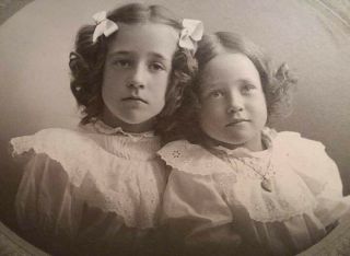 Vintage Cabinet Card Photo Girls Sisters Waltham Massachsetts Like " The Shining "