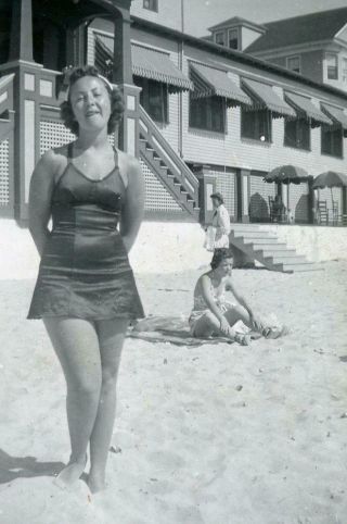 Q475 Vtg Photo Bathing Swim Suit Woman,  Atlantic City Nj C 1930 