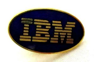 Vintage Ibm Lapel Pin Enamel Blue With Gold Lettering Computers