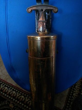 General Vintage Hand Pump Brass Fire Extinguisher Empty w/ Wall Bracket Model 95 4