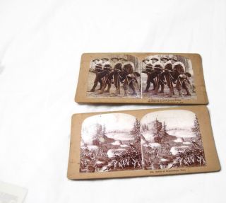 2 Antique Stereoscope Stereoview Cards - Wisconsin Estate Find - Military Views