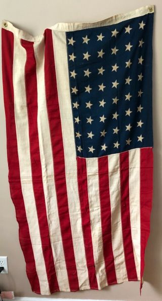 Vintage 48 Star Usa American Flag Cloth Printed Stars 30” X 56”