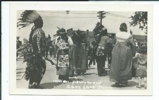 Cass Lake Mn Minnesota Rppc Postcard Native American Indian Pow - Wow