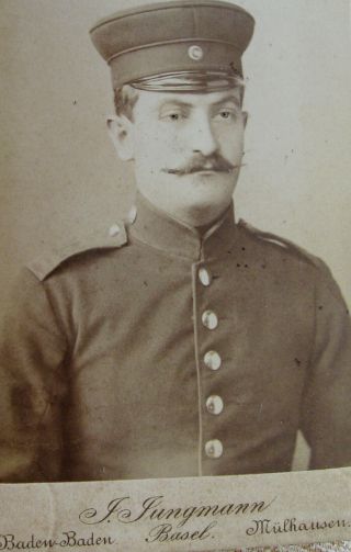 Antique Cdv Photo Handsome Soldier Wearing A Uniform By J.  Jungmann Baden Baden