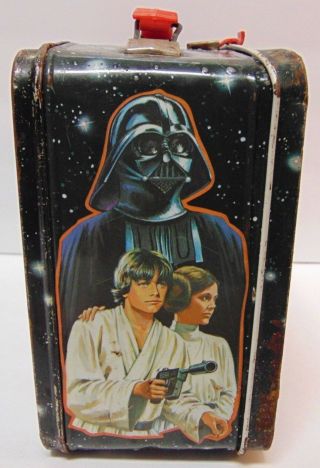 Vtg 1977 Star Wars Movie Metal Lunchbox No Thermos Darth Vader Luke Skywalker
