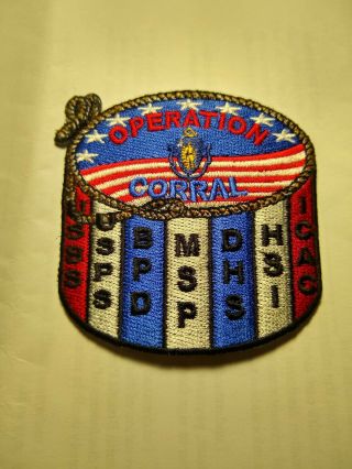 Massachusetts Operation Corral Federal Police Patch Usss Usps Hsi Icac Boston