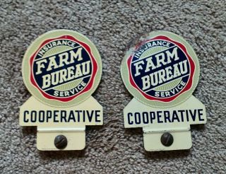 2 Vintage Cooperative Farm Bureau Insurance License Plate Topper