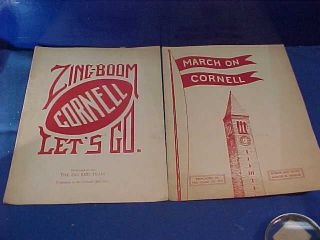 2 Orig 1936 Cornell University Sheet Music Songs Zing Boom,  March On Cornell