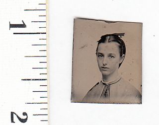 Civil War Era Miniature Gem Tintype Photo.  Pretty Young Girl.  533z