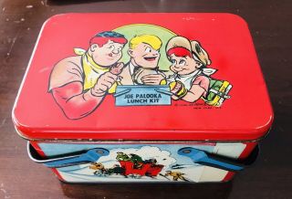 Vintage 1948 Joe Palooka Tin Metal Lunch Box By Ham Fisher Double Handle