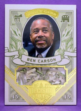 Decision 2016 Money Card Insert Dr.  Ben Carson Mo3 - Real Shredded Us Currency