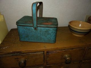 Antique Tin Blue Childs Lunch Box Aafa