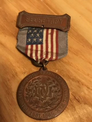 Daughters Of Civil War Veterans 1861 - 1865 Medal Secretary