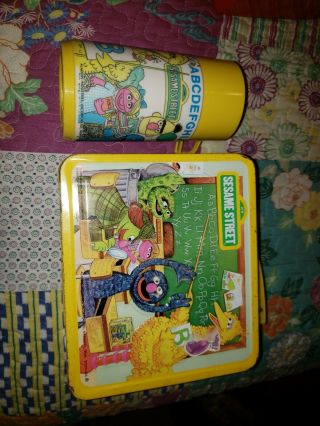 Vintage 1979 Aladdin Sesame Street Metal Lunch Box (with Thermos)