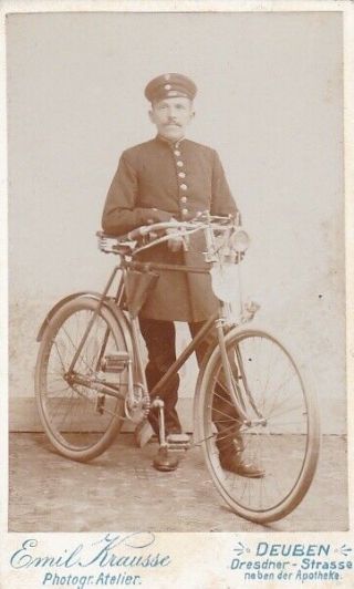 Carte De Visite Cdv Vintage 1900 Germany Military Man Bicycle