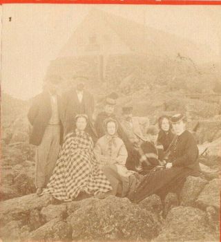 People Sitting Near Tip Top House,  White Mts.  S.  F.  Adams Stereoview Photo