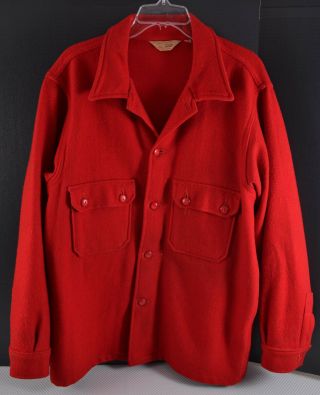 Vintage Boy Scouts Of America Official Red Wool Coat Jacket Mens Sz 48