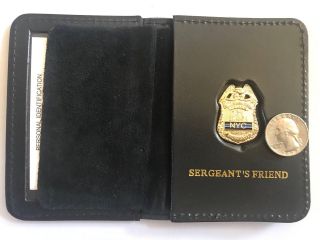 York City Sergeants Thin Blue Line Mini Pin 1in " Leather Wallet Id (friend)