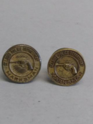 St Louis Police Department Vintage Marksman 2 Lapel Pins Old Screw Back