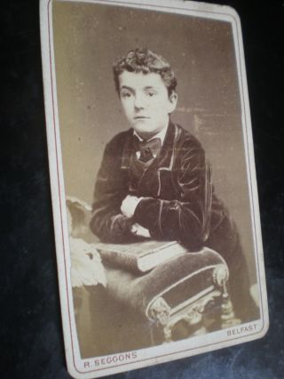 Cdv Old Photograph Boy Book By Seggons At Belfast C1880s Rf 511 (12)