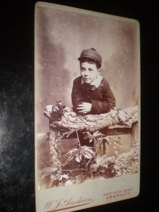 Cdv Old Photograph Boy In Cap By Anckorn At Arbroath C1890s Ref 40 (5)