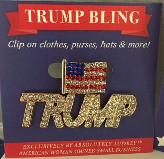 45th President Trump Rhinestone Usa Flag Bling Single Clip - Designed In The Usa