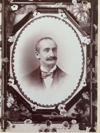 Antique Cdv Cabinet Card Photo Edwardian Man With Bow Tie Ornate